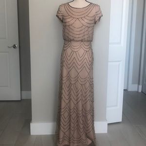 Adrianna Papell beaded cap sleeve gown